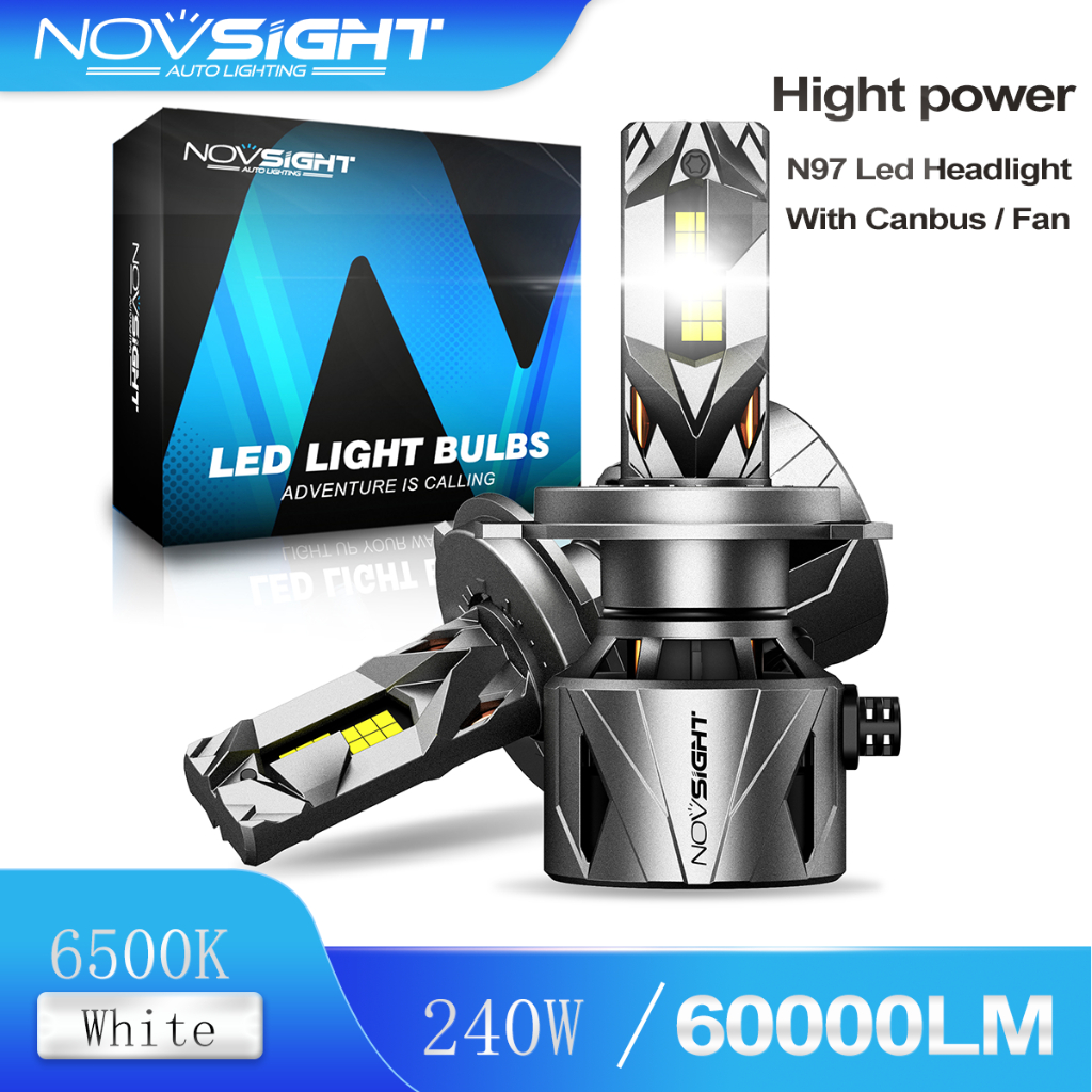 【จัดส่งในพื้นที่】Novsight ความสว่างสูง series N97 240W 60000LM  ไฟหน้ารถ LED H4 H7 H11 9005 9006 6500K Plug and Play 2 ชิ้นพร้อม canbus