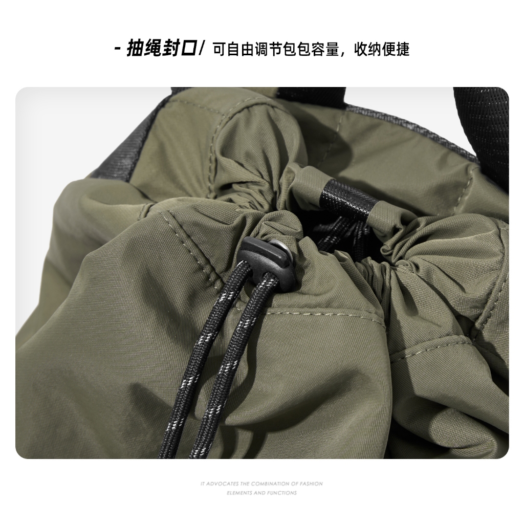Moyyi กีฬากลางแจ้งกระเป๋าเป้สะพายหลังผู้ชายน้ําหนักเบา Water-Repellent Drawstring กระเป๋าเดินทาง