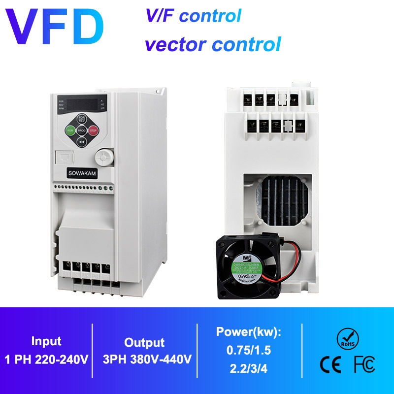 Ac VFD อินเวอร์เตอร์ 1 เฟส 220V 3 เฟส 380V อินพุต 3 เฟสเอาต์พุต 220 V/380 V 1HP 2HP 3HP ความถี่ Converter อินเวอร์เตอร์สําหรับควบคุม AC มอเตอร์