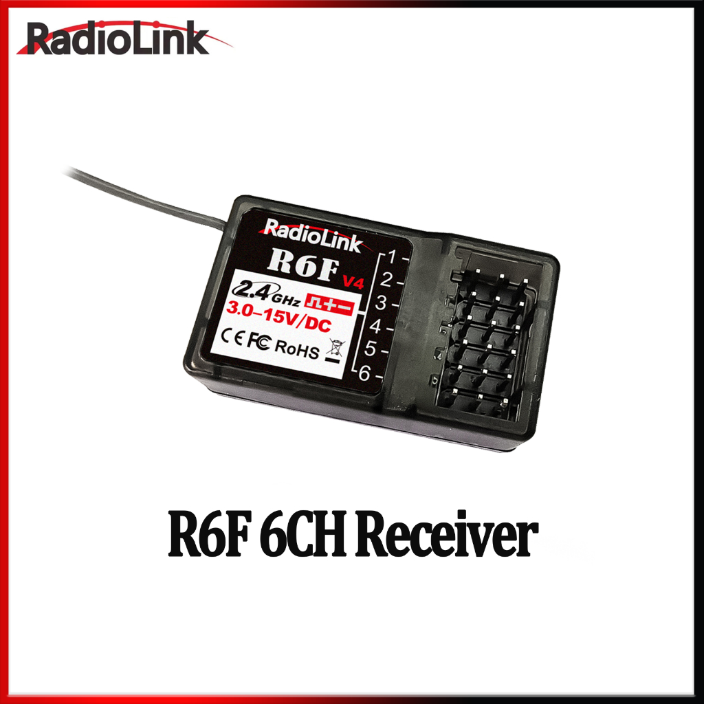 Radiolink R6F 6CH ตัวรับสัญญาณ 2.4GHz วิทยุระบบสําหรับรถยนต์ RC และเรือวิทยุเครื่องส่งสัญญาณรีโมทคอน