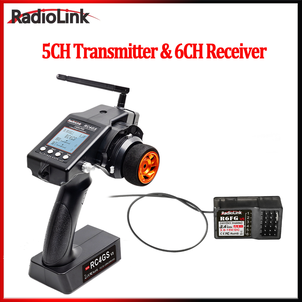 Radiolink RC4GS V3 5CH 5 ช่องเครื่องส่งสัญญาณ RC วิทยุระบบ R6FG Gyro Receiver รีโมทคอนโทรลแบบบูรณากา