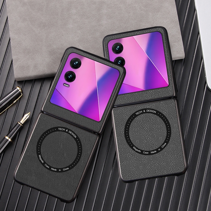 Infinixzeroflipปลอกสําหรับinfinix Zero Flip Tecno Phantom V Flip 2 Magnetic Attraction Retro PUหนังกันกระแทกโทรศัพท์มือถือกรณีฝาครอบ