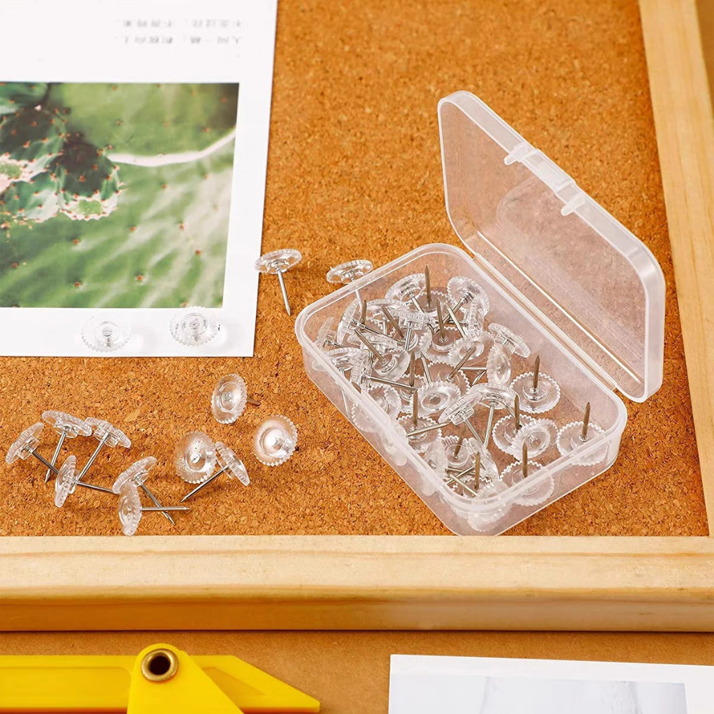 100 ชิ้น/กล่องโปร่งใส I-Shaped เล็บเกียร์กดเล็บอนุบาล Photo Wall ตกแต่ง Art ภาพวาด Cork Board ข้อความ BOARD เล็บ