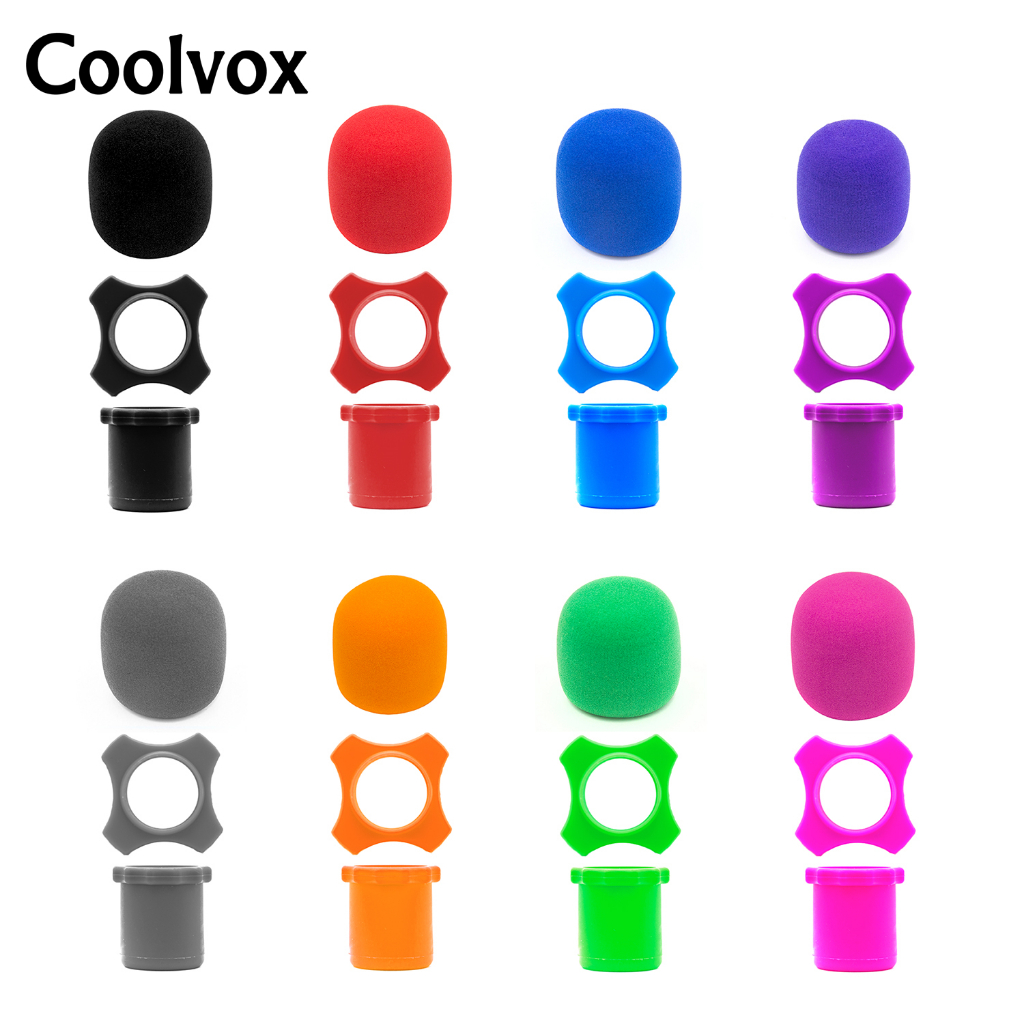 Coolvox 1 ชุดไมโครโฟนไมโครโฟนโฟมกระจกไร้สาย KTV ซิลิคอน Anti-ม้วนอุปกรณ์แหวน Universal Square Non-Slip วงกลมสําหรับ BBS MIC
