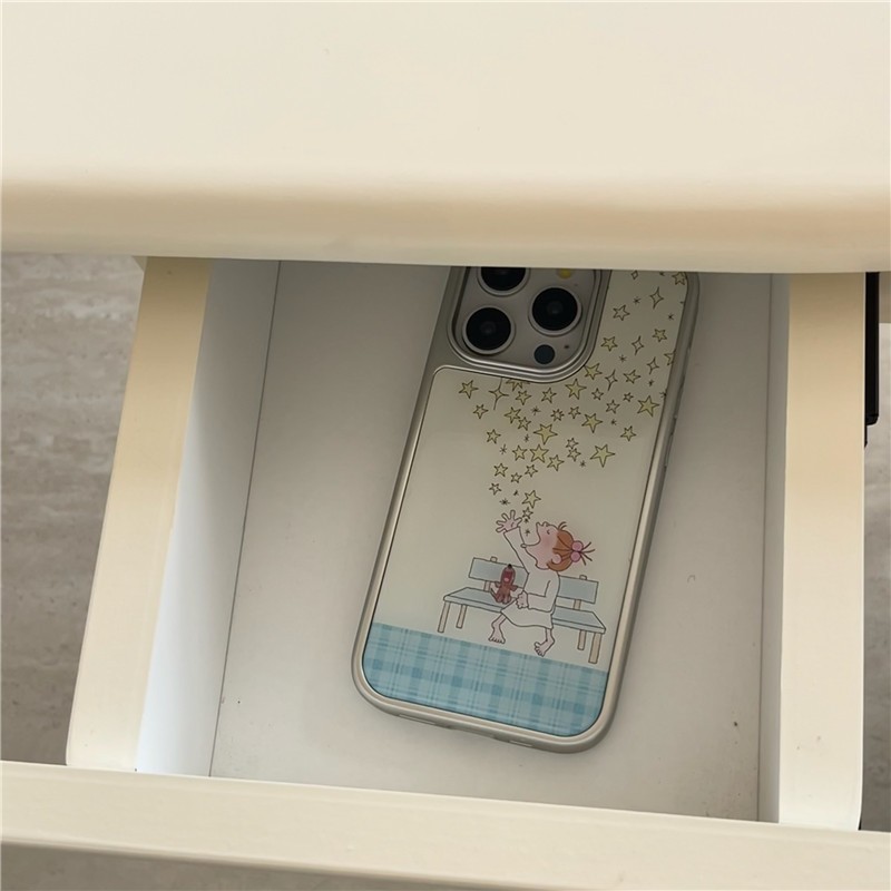 เคสโทรศัพท์ iPhone 16 Pro max 15 Pro max ขอบชุบไฟฟ้า COCO Sauce Girl รูปแบบวัสดุกาวเคสโทรศัพท์