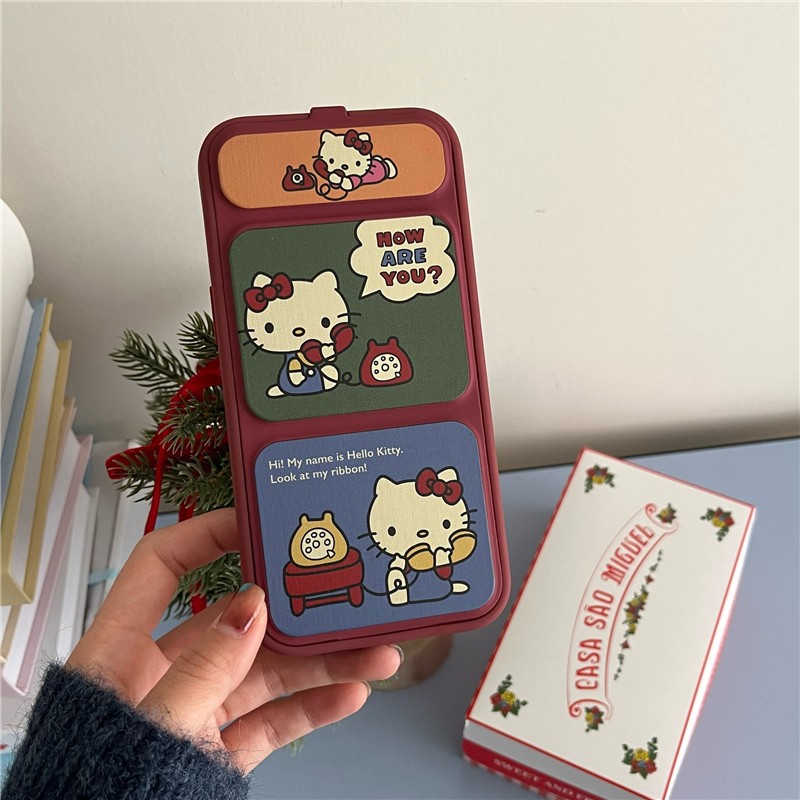 Iphone 16 pro max 15 pro msx Call ลาย Hello Kitty วัสดุ PU พับเคสโทรศัพท์