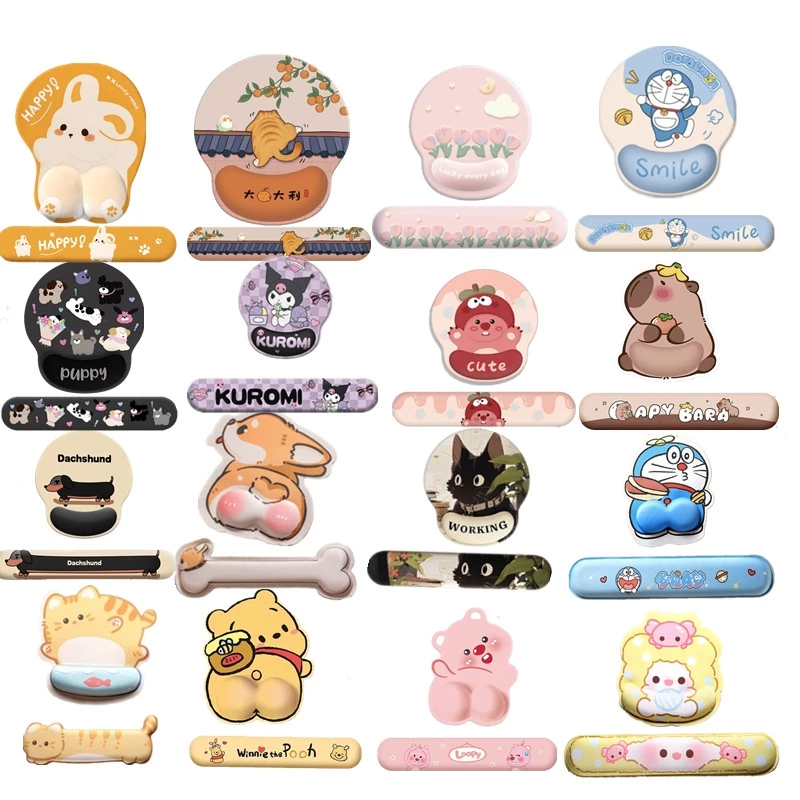 แผ่นรองเมาส์เล่นเกม 100 รุ่น ยางรองเมาส์ นุ่มเมมโมรี่โฟม เบาะพยุงข้อมือ ลายการ์ตูน กันลื่น สําหรับคีย์บอร์ดคอมพิวเตอร์