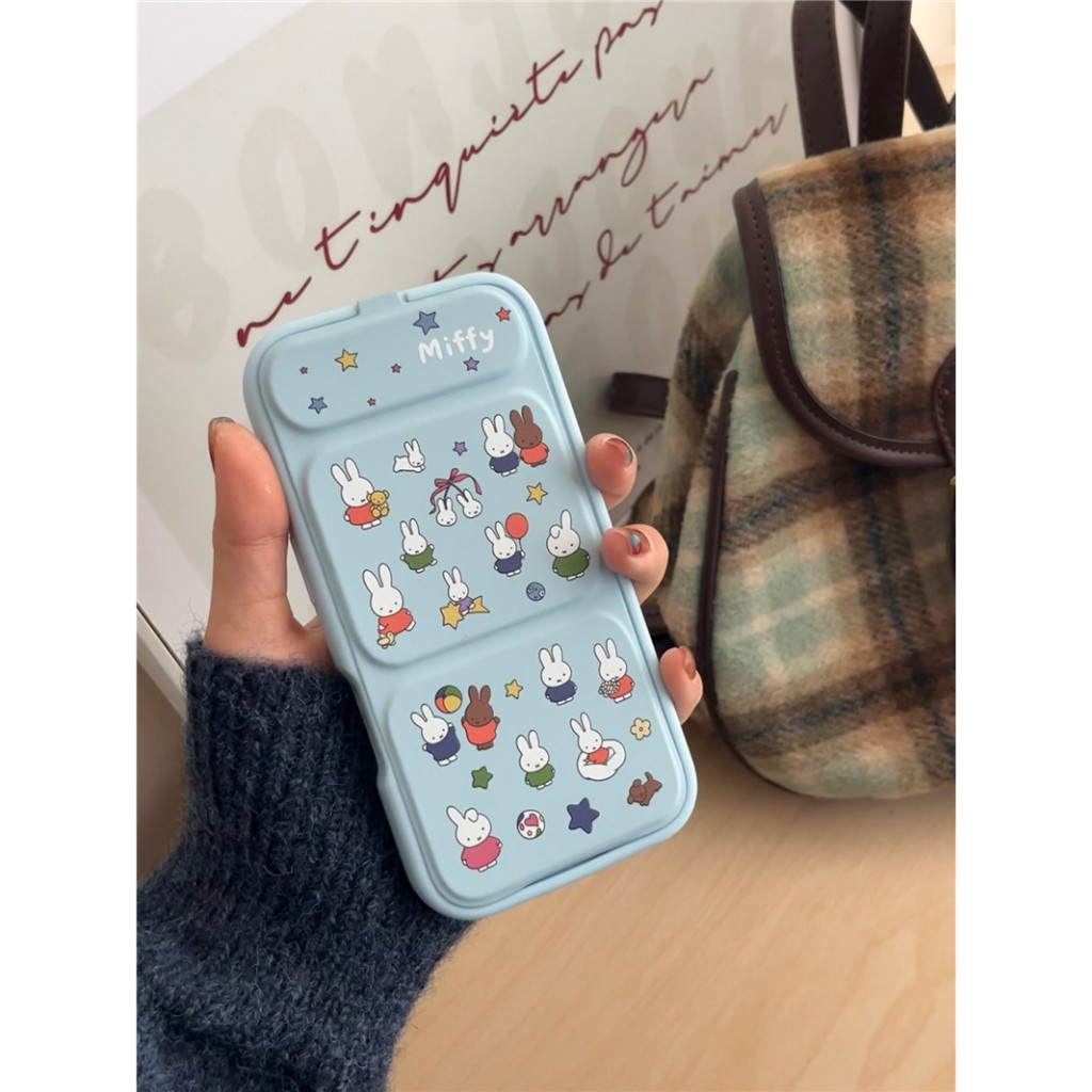 Iphone 16 pro max 15 pro msx Play Miffy ลายวัสดุ PU เคสโทรศัพท์แบบพับพนัง