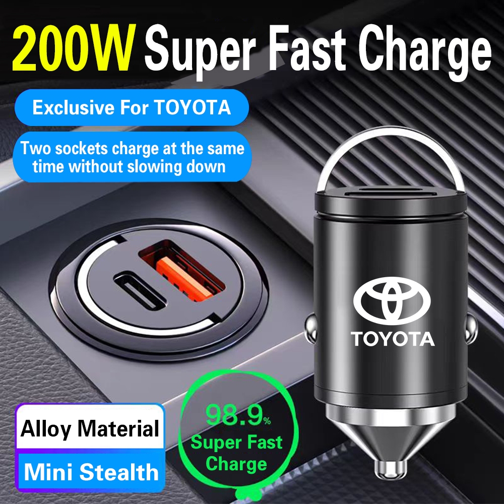 สําหรับtoyotaรถโทรศัพท์quick Charger 200WประเภทC PD QC3.0 USB Dualพอร์ตFastชาร์จสําหรับAlard Camry Corolla Cross Harrier Hilux Innova Rav4 Vellfire Viosรถไฟแช็ก