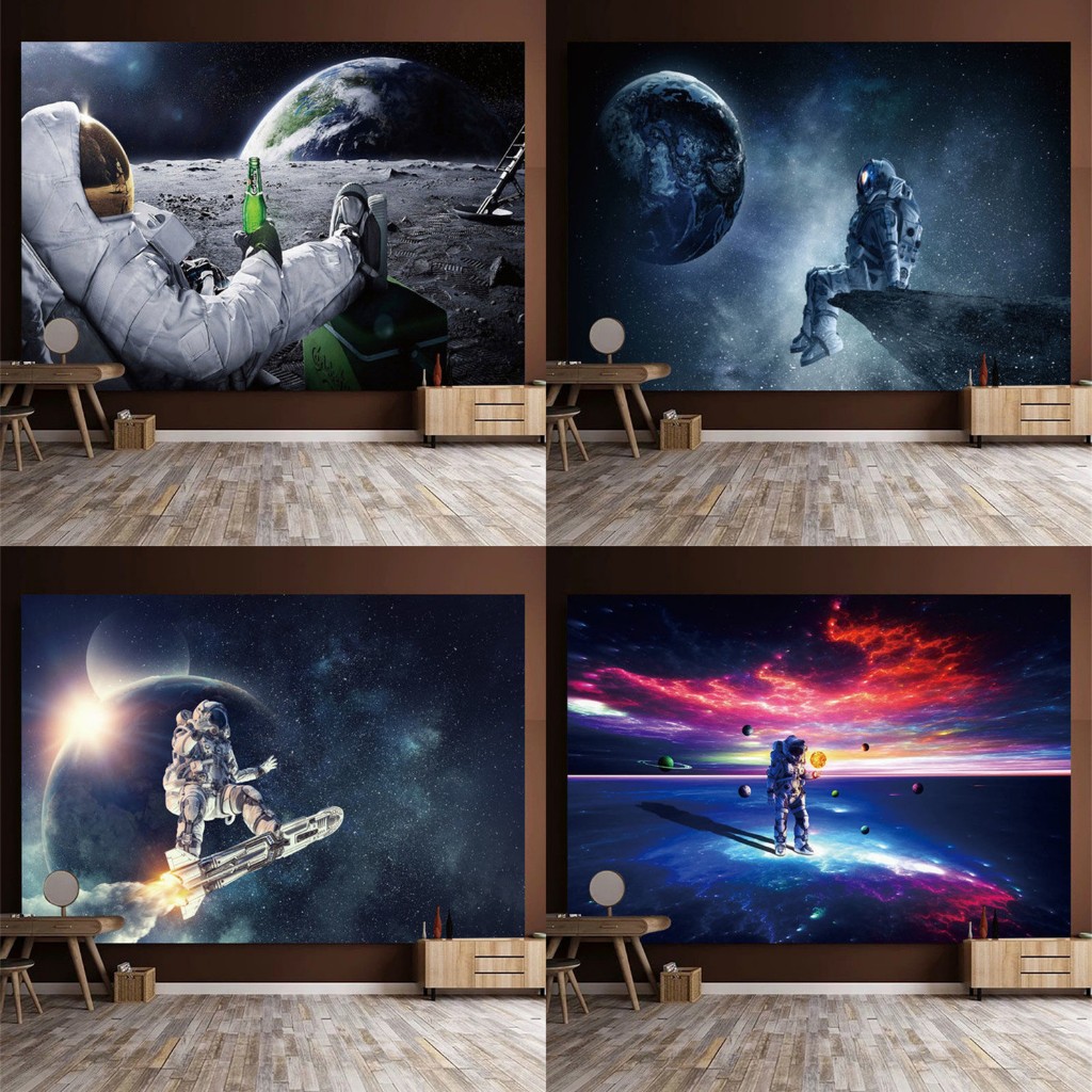 Influencer insNASA Space Astronaut ผ้าพื้นหลังสดห้องพักหอพักห้องนอนแต่งตัวตกแต่ง Tapestry