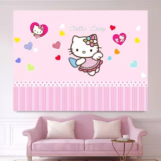 Hello Kitty น่ารัก Hello Kitty สาวหัวใจพื้นหลังผ้าห้องพักหอพักห้องนอนแต่งตัวตกแต่งข้างเตียงแขวนผ้า