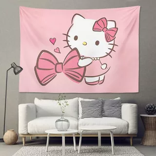 Hello Kitty น่ารัก Hello Kitty สาวหัวใจพื้นหลังผ้าห้องพักหอพักห้องนอนแต่งตัวตกแต่งข้างเตียงแขวนผ้า