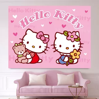 Hello Kitty น่ารัก Hello Kitty สาวหัวใจพื้นหลังผ้าห้องพักหอพักห้องนอนแต่งตัวตกแต่งข้างเตียงแขวนผ้า