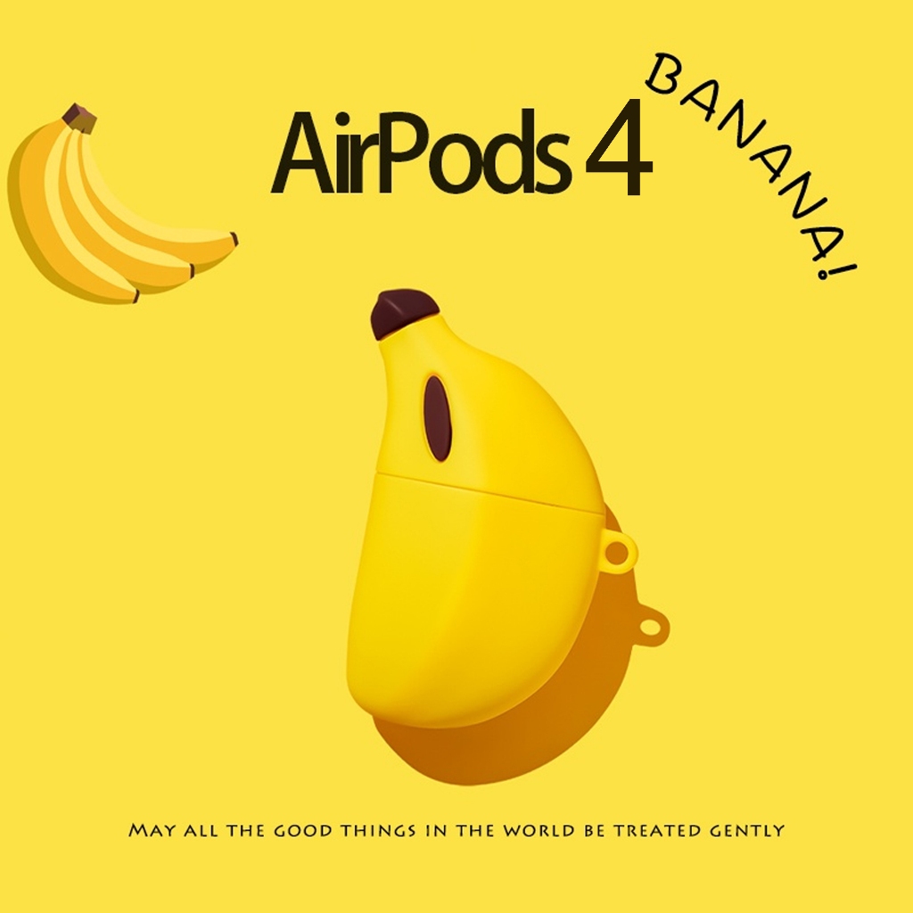 Banana Shape AirPods4 สําหรับ AirPods4anc สําหรับ AirPods3 หูฟังป้องกันกรณีเหมาะสําหรับ AirPodsPro ก