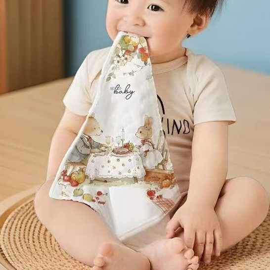30x30 ซม. ผ้ากอซผ้าฝ้ายแท้ Baby Face Towel ผ้ากันเปื้อนเด็ก ผ้าเช็ดหน้าเด็ก - รูปที่ 2