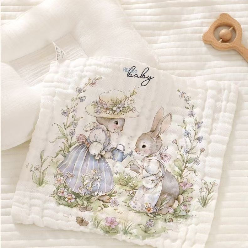 30x30 ซม. ผ้ากอซผ้าฝ้ายแท้ Baby Face Towel ผ้ากันเปื้อนเด็ก ผ้าเช็ดหน้าเด็ก - รูปที่ 6