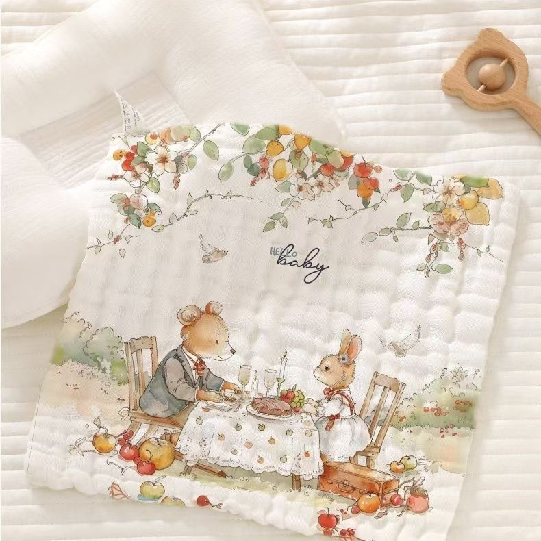 30x30 ซม. ผ้ากอซผ้าฝ้ายแท้ Baby Face Towel ผ้ากันเปื้อนเด็ก ผ้าเช็ดหน้าเด็ก - รูปที่ 7