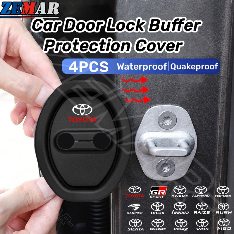 4 ชิ้น Toyota ซิลิโคนรถประตูล็อคป้องกันประตูล็อคโช้คอัพเงียบอุปกรณ์เสริมอัตโนมัติสําหรับ Toyota Priu