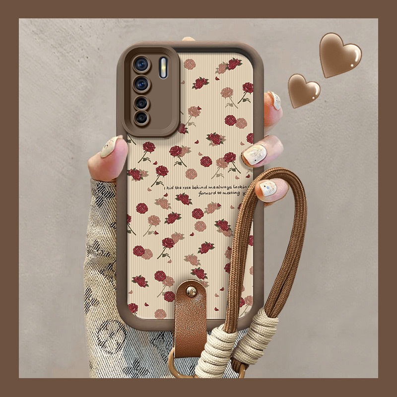 ซิลิโคนนุ่มการ์ตูนหนังเคสโทรศัพท์สายคล้องมือโทรศัพท์ป้องกันการหล่นฝาครอบป้องกันเหมาะสําหรับ OPPO A91 4G/Reno3 4G/F15/Reno3 CPH2043