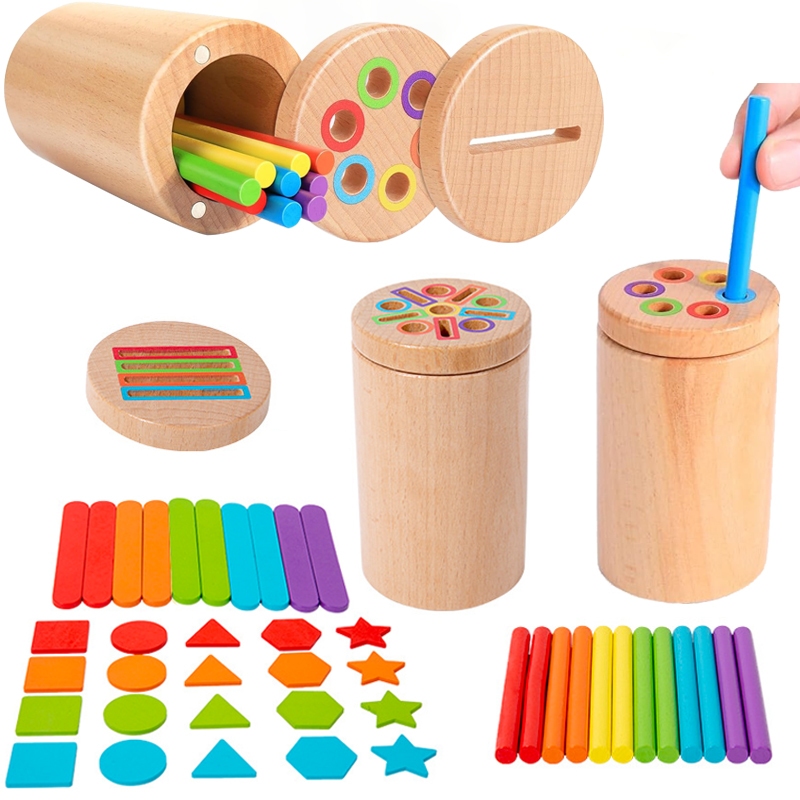 Montessori ของเล่นไม้สี Sorting Fine มอเตอร์ของเล่นรูปร่างการจับคู่ Sensory ของเล่น Early การศึกษาปริศนาของเล่นสําหรับเด็กวัยหัดเดิน