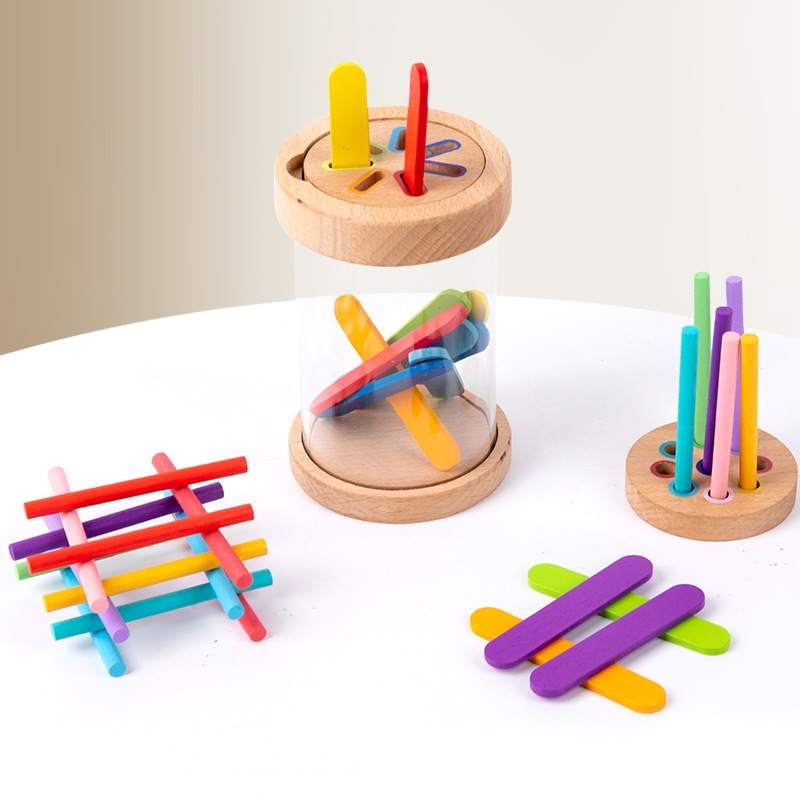 Montessori ของเล่นการจับคู่สีไม้สี Sorting Stick Balance ของเล่น Fine Motor Skills คณิตศาสตร์การเรียนรู้ของเล่นเพื่อการศึกษาเด็กของขวัญ
