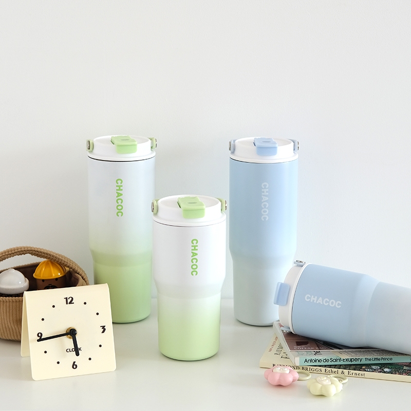 RAINBOW CUP แก้วเยติ  แก้วน้ํา การไล่ระดับ สแตนเลส 304 ใช้หลอดดูด ขวดน้ํา พกพา 600/900ml - รูปที่ 3