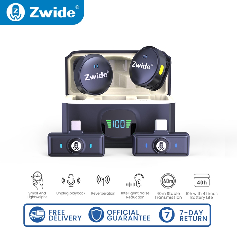 Zwide M8 ปุ่มแม่เหล็กไมโครโฟนไร้สายไมโครโฟนกลางแจ้งวิทยุบันทึกอุปกรณ์สตรีมมิ่งสดโทรศัพท์มือถือตัดเสียงรบกวน