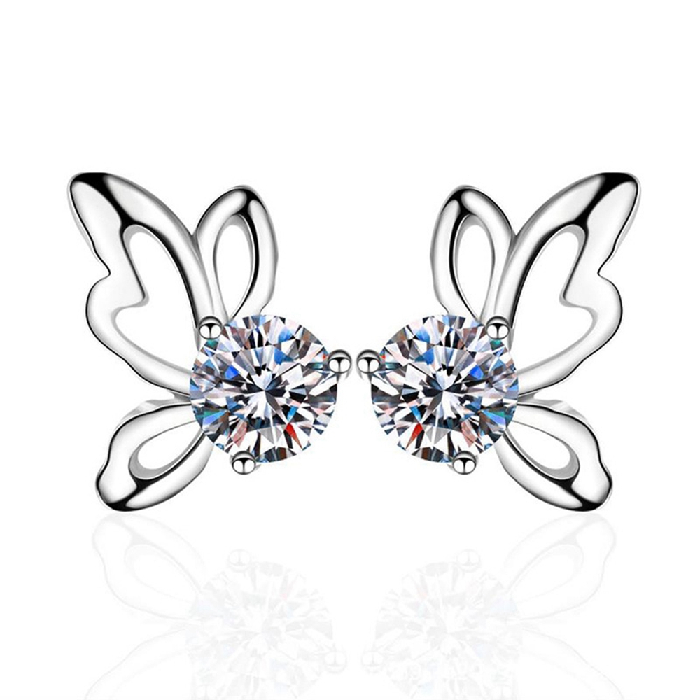 แฟชั่นต่างหูผีเสื้อ S925 เงิน Moissanite หู Studs ผู้หญิงวันเกิด High-End เครื่องประดับของขวัญ