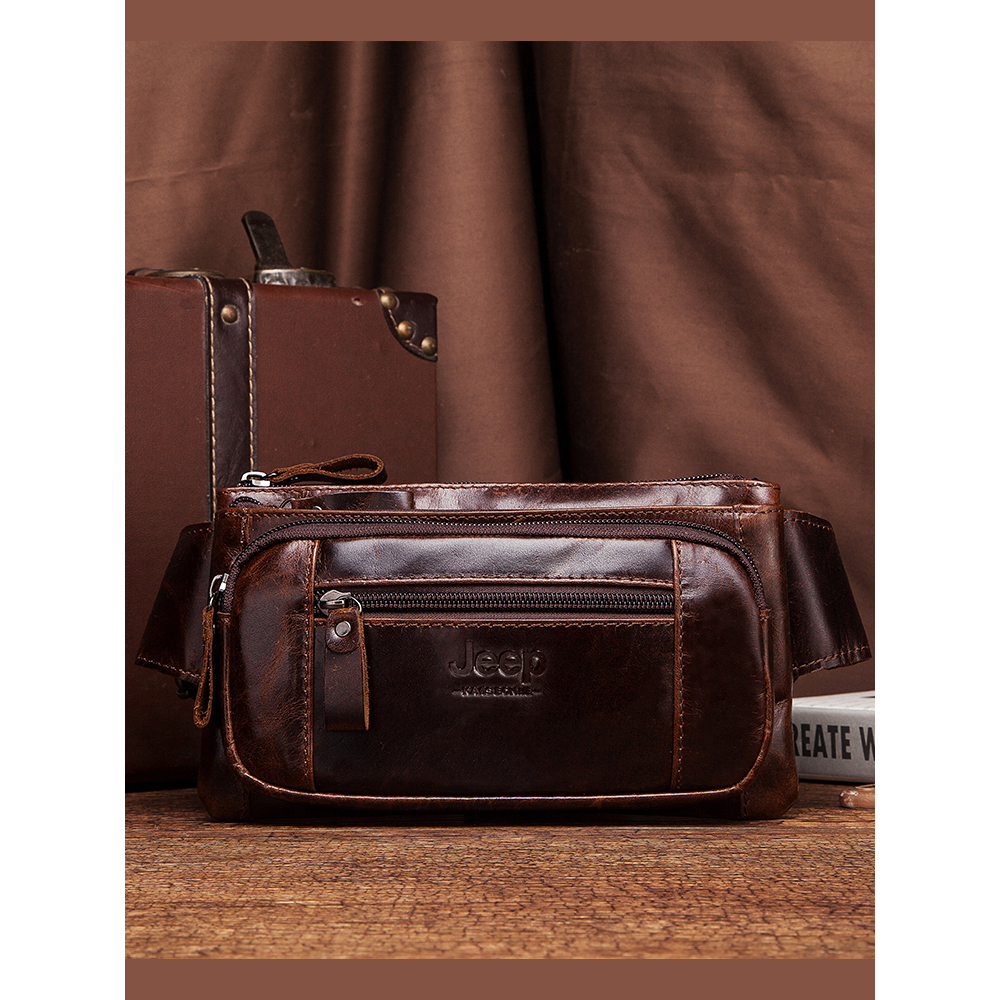 HUMERPAUL Men Cowhide Leather Waist Packs Chest Bag MH562