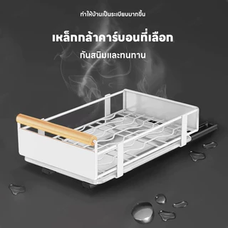 ชั้นวางจานในครัว ด้วยรางเลื่อน มีลิ้นชักในตัว อเนกประสงค์ ชั้นวางจาน ชั้นวางดึงออกเก็บในครัว ของใต้อ่างล้างจาน