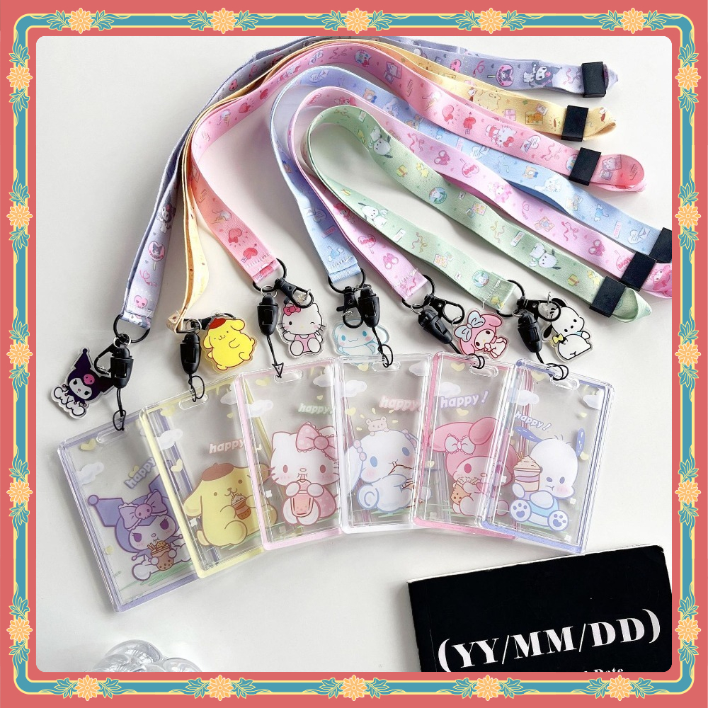 Sanrio Multifunctional Halter เชือกยาว ป้ายชื่อ ใส โปร่งใส ใส่บัตร ID/บัตรประชาชน/บัตรธนาคาร/บัตรนักเรียน/บัตรควบคุมการเข้าถึง