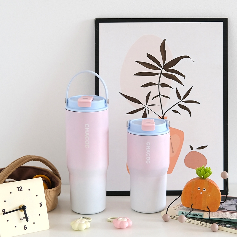 RAINBOW CUP แก้วเยติ  แก้วน้ํา การไล่ระดับ สแตนเลส 304 ใช้หลอดดูด ขวดน้ํา พกพา 600/900ml - รูปที่ 4