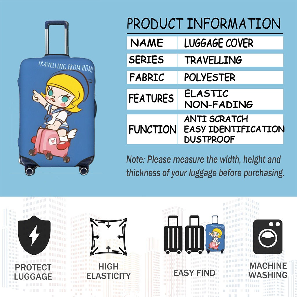 ผ้าคลุมกระเป๋าเดินทาง ผ้าสแปนเด็กซ์ แบบยืดหยุ่น ยืดหยุ่น MOLLY Travel Luggage Cover 18-32 นิ้ว PMA146
