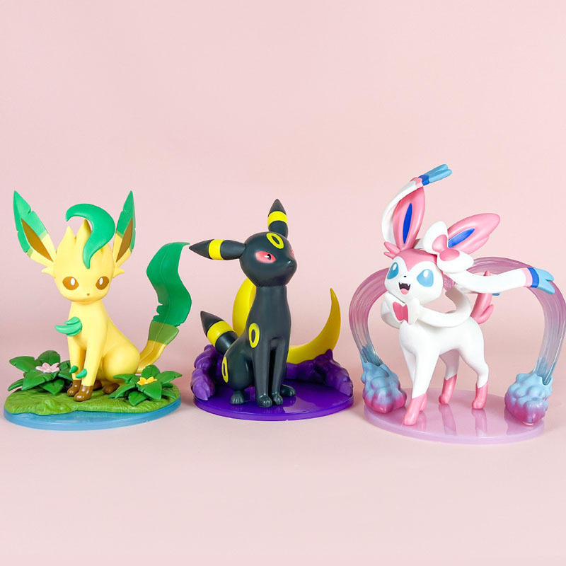 3 รูปแบบ 20 ซม.Pokemon Eeveelution Espeon Sylveon Glaceon Leafeon Vaporeon Umbreon Flareon Pokémon รุ่นอะนิเมะเครื่องประดับรูปของเล่น