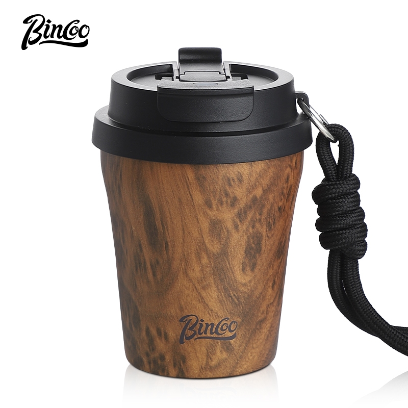 Bincoo ถ้วยกาแฟเซรามิค เคลือบด้านในสแตนเลส/ไม้ แบบพกพา 280ML/500ML