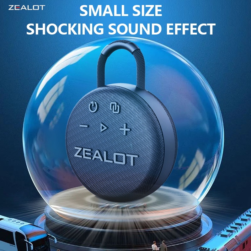 Zealot S77 IPX6 ลําโพงบลูทูธกันน้ําพร้อมตะขอ Carabiner 10H เวลาเล่นเบสแบบพกพามินิ Soundbox กลางแจ้ง 