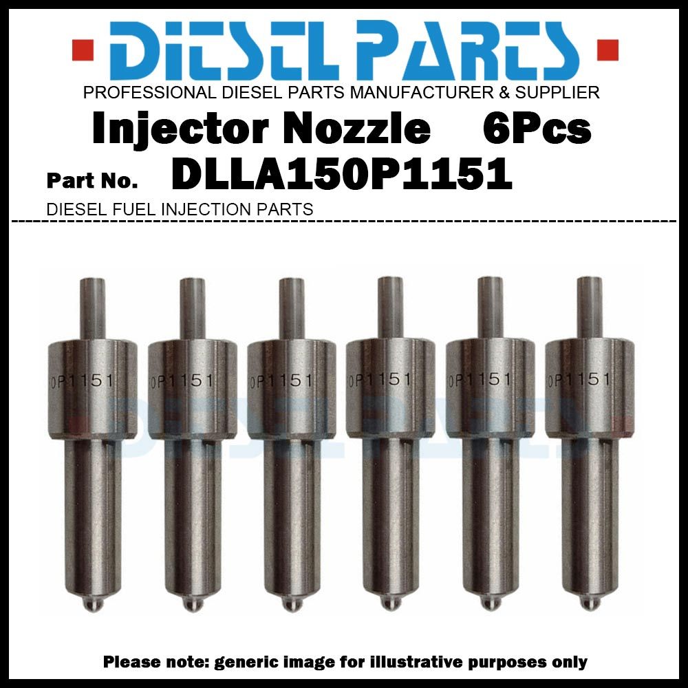 6 ชิ้นดีเซลหัวฉีดน้ํามันเชื้อเพลิงหัวฉีดเคล็ดลับ DLLA150P1151 65.10102-6058 สําหรับ Doosan MEGA 300-