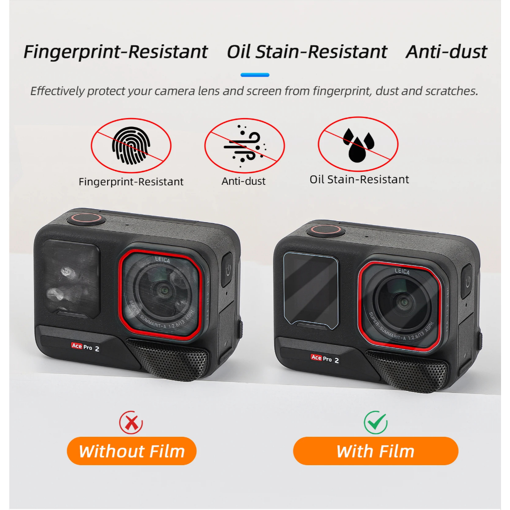 【🇹🇭 กรุงเทพฯ】Sunnylife กระจกนิรภัยป้องกันหน้าจอสําหรับ Insta360 Ace Pro/Ace Pro 2, เลนส์ป้องกันฟิล์มสําหรับ Insta360 Ace Pro 2 กล้อง