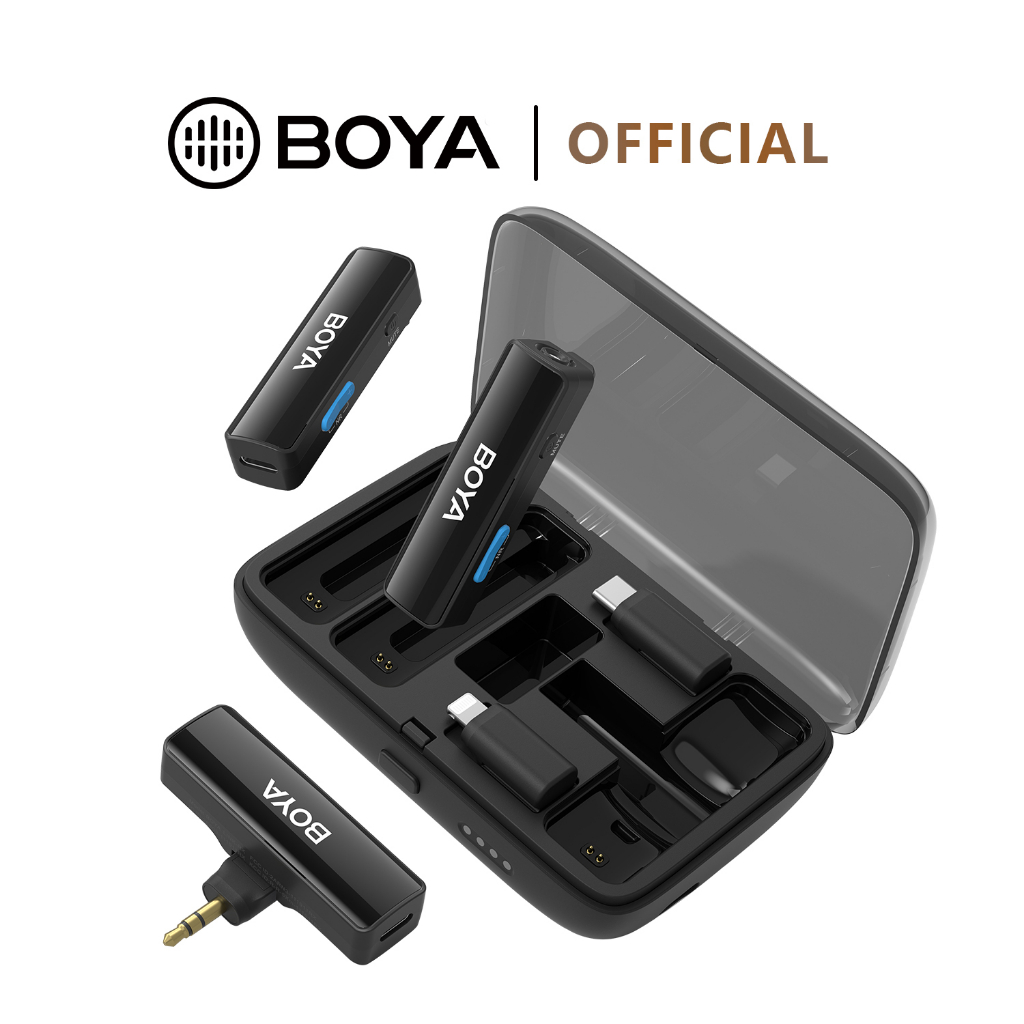 BOYA BOYALINK ไมค์ไร้สาย ไมค์ไลฟ์สดตัดเสียงรบกวน พร้อมกล่องชาร์จ สำหรับ สมาร์ทโฟน Asmr 3.5mm