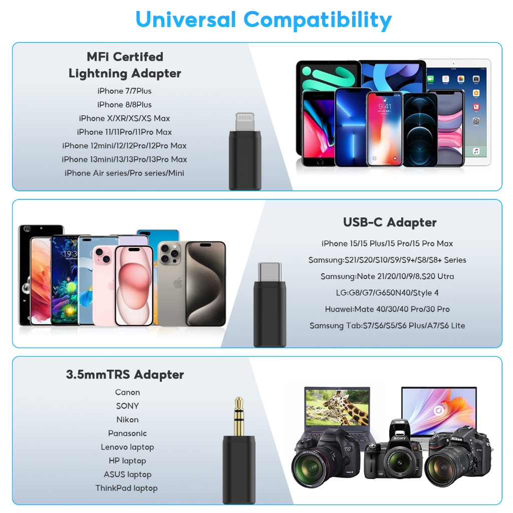 BOYALINK ไมค์ไร้สาย ไมค์ไลฟ์สดตัดเสียงรบกวน พร้อมกล่องชาร์จ สำหรับ สมาร์ทโฟน Asmr 3.5mm