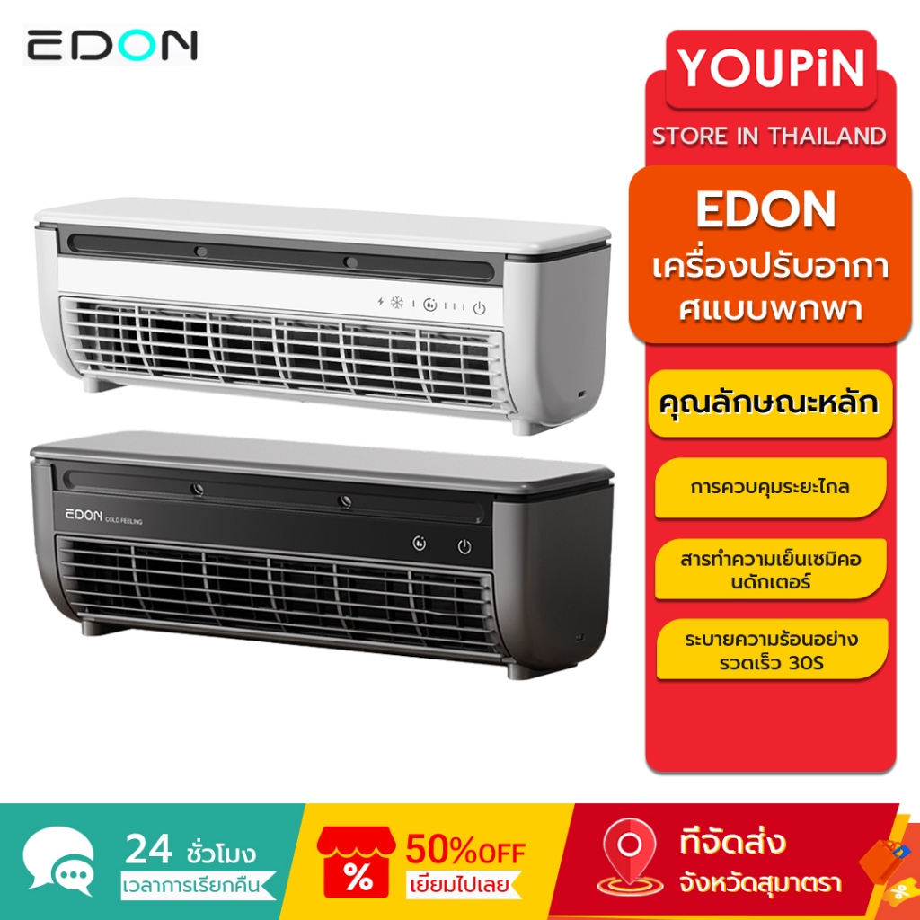 EDON E868 พัดลมระบายความร้อนด้วยอากาศติดผนัง 20W Power 30S ระบายความร้อนอย่างรวดเร็วติดตั้งง่ายและวา