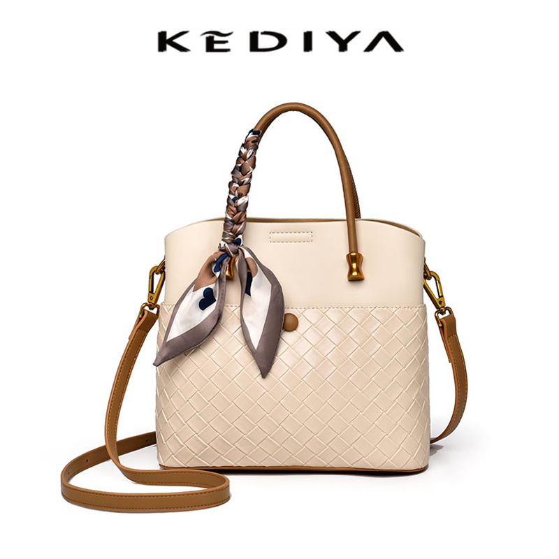 กระเป๋าถือ KEDIYA 2024 แฟชั่นกระเป๋าถังเกาหลีคุณภาพดีกระเป๋าสะพายข้างสําหรับผู้หญิงของขวัญผ้าพันคอ