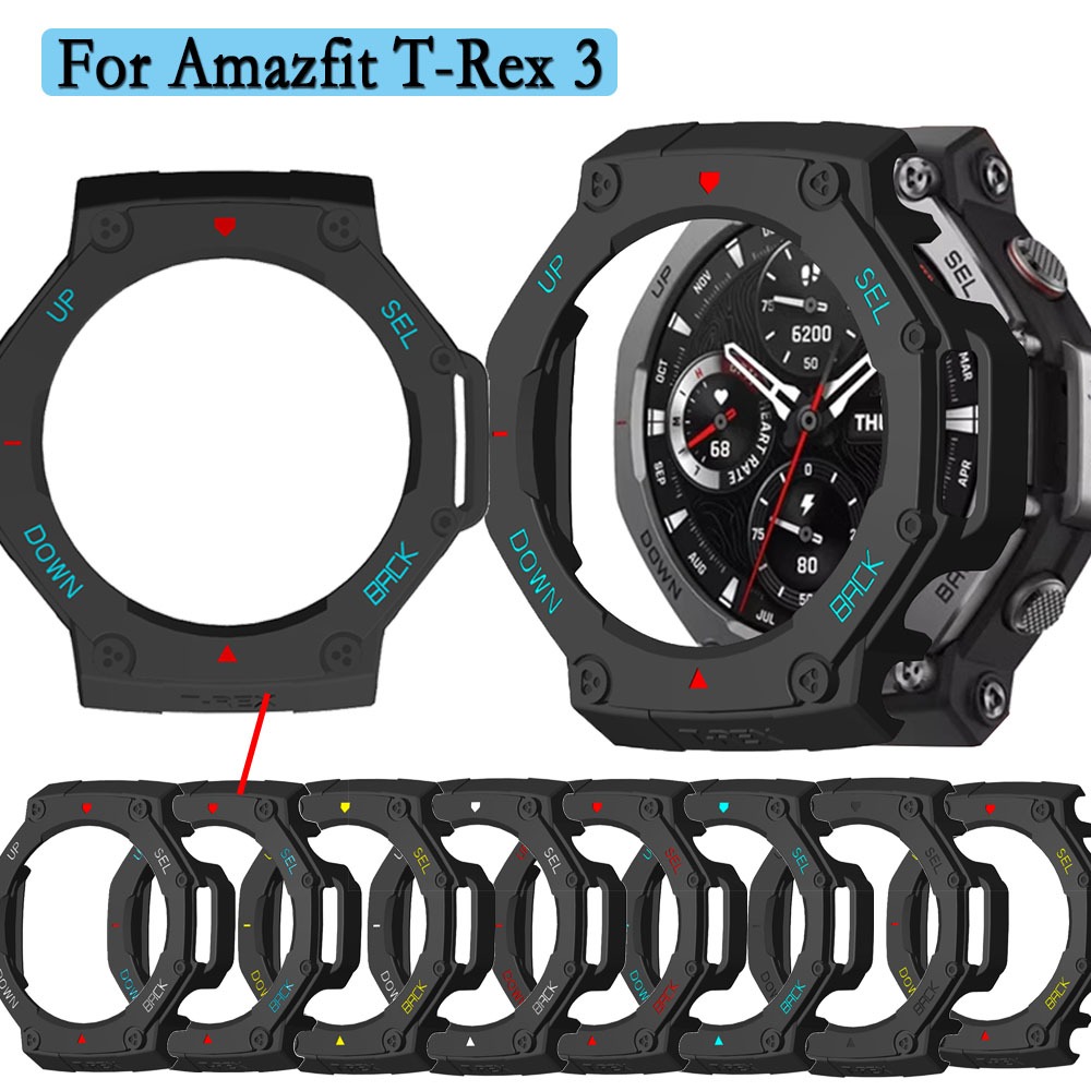 ฝาครอบนาฬิกาสําหรับ Huami Amazfit T-Rex 3 พีซีทนทานป้องกันเคสสองสีนาฬิกากลวงกรอบตกแต่งเปลือกหอย