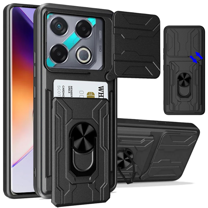 กรณีโทรศัพท์มือถือหนักกันกระแทกพร้อมที่วางโลหะและช่องเสียบการ์ด infinix Note 50 Pro Note 40 Pro Plus Note 30 Pro GT 20 Pro