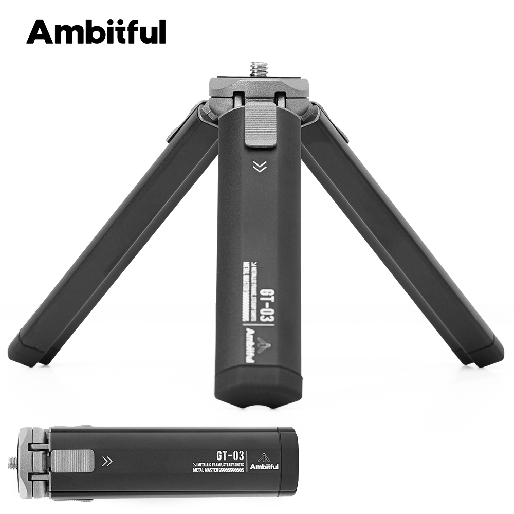 Amystful GT-03 ขาตั้งกล้องโลหะ,ขาตั้งเดสก์ท็อปสกรู 1/4 นิ้วแข็งแรงพร้อมความสูงที่ดีสําหรับ Capturing