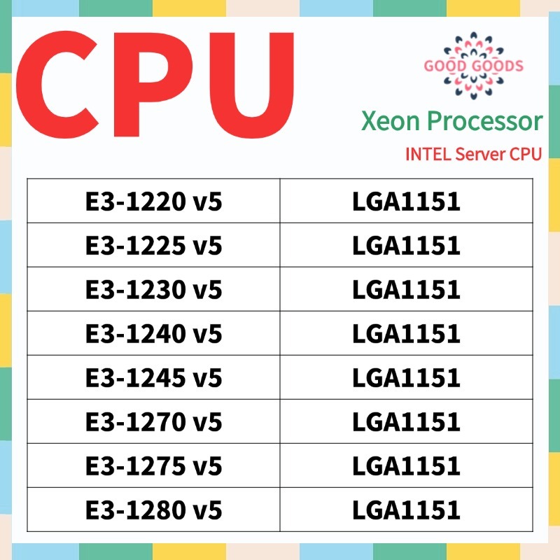 E3-1220v5 E3-1220v5 E3-1230v5 E3-1250v5 INTEL Xeon โปรเซสเซอร์ CPU LGA1151