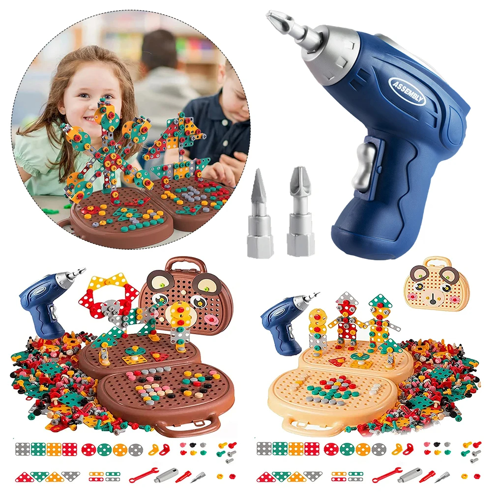 ของเล่นเครื่องมือช่าง 208PCS สำหรับเด็กผู้ชาย เสริมทักษะ DIY พร้อมสว่านไฟฟ้าและชุดขันสกรู ฝึกทักษะการซ่อมและสร้างสรรค์