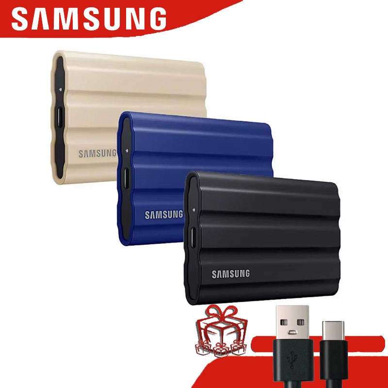 Samsung 8TB T7 แบบพกพา SSD 1TB 2TB 4TB 500GB USB 3.2 Gen2 ไดรฟ์ Solid State ภายนอกเหมาะสําหรับคอมพิวเตอร์แล็ปท็อปและคอมพิวเตอร์เดสก์ท็อป