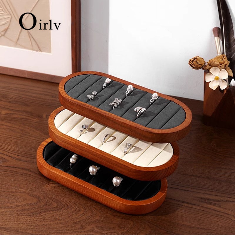 Oirlv ไม้แหวนต่างหูถาดเก็บถาดเครื่องประดับแหวนถาดแสดงเครื่องประดับขาตั้ง SM232