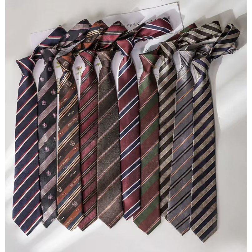 7 ซม.JK ผู้หญิง Mens Ties ลาย Navy Coffee DK วิทยาลัยเนคไทชุดสาว Neckwear